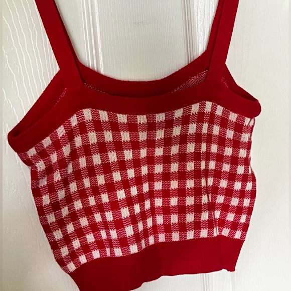 Red plaid heart crop top - Picture 2 of 2